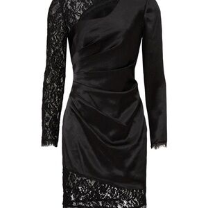Aidan Mattox Black One-Shoulder Lace Dress